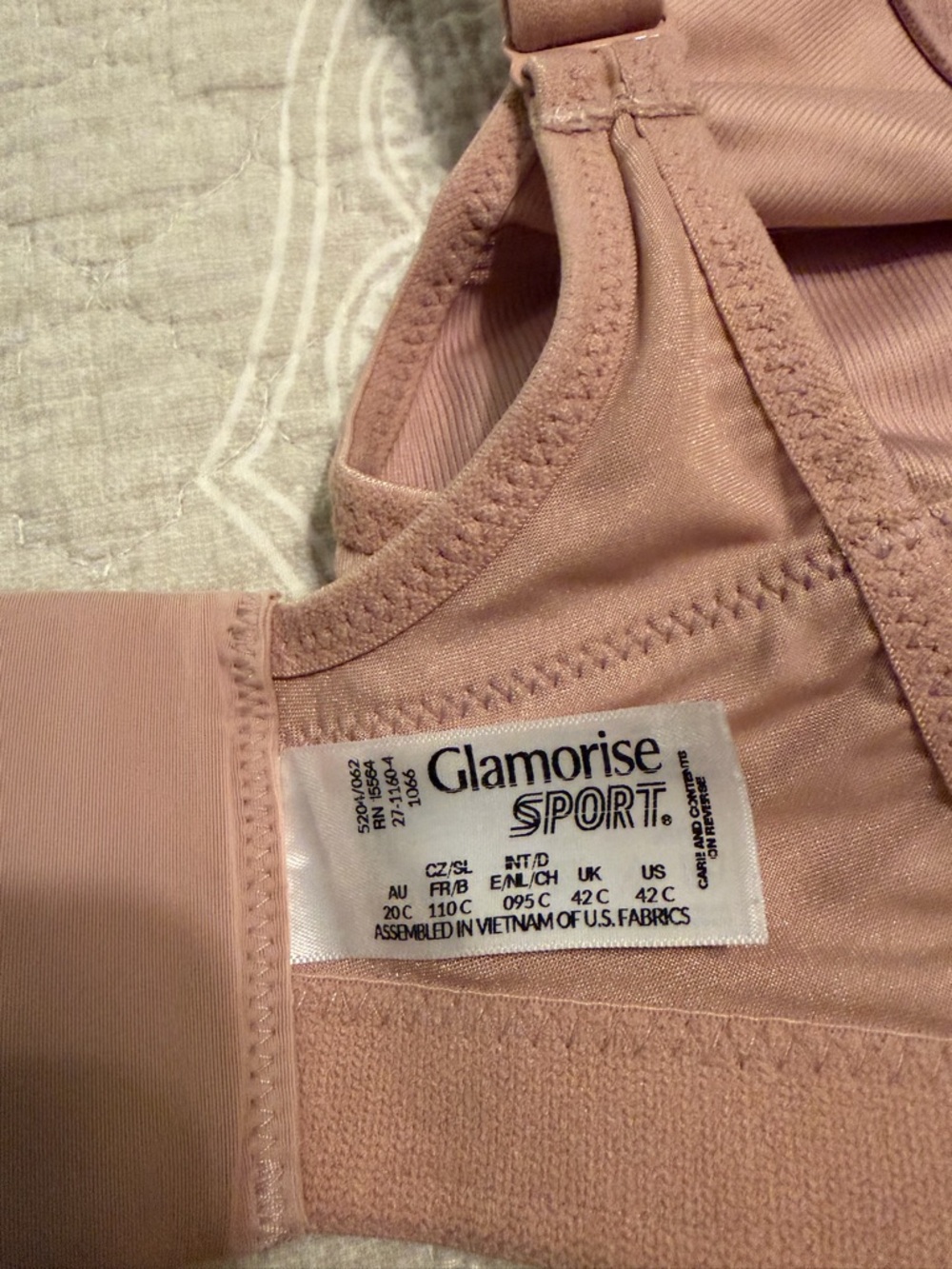 Glamorise Wireless Full-Coverage Sports Bra in tan color - Picture 5 of 6